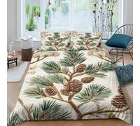 3D Print Comfy Microfibre Pine branch Quilt Cover Sets Easy Care Bedding Set w/ Pillowcases Botanical embroidery style Bed Quilt Cover All Season Machine Washable for Home Decor Super king（260x220cm）