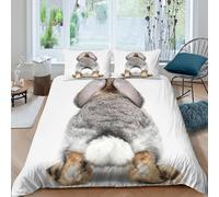 3D Print Comfy Microfibre Rabbit back view Bed Quilt Cover Easy Care Bedding Sets with Pillowcases Pet animal photography Quilt Cover Set All Season Washable for Boys Girls Kids Super king（260x220cm）