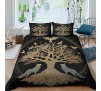 3D Print Comfy Microfibre Rune circle Comforter Cover Breathable Bedding Set with Pillowcases Norse mythology art Quilt Cover All Season Easy Care Machine Washable for Home Decor Single（135x200cm）