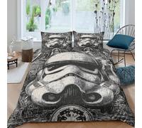 3D Print Comfy Microfibre stormtrooper helmet Comforter Cover Breathable Bedding Set with Pillowcases sci-fi illust Quilt Cover All Season Easy Care Machine Washable for Home Decor King（220x240cm）