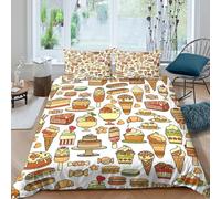 3D Print Comfy Microfibre Sweet desserts Bedding Quilt Cover Breathable Bedding Set w/ Pillowcase Cartoon style treats Comforter Cover Set All Season Machine Washable for Home Decor Double（200x200cm）