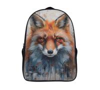 3d print cool animal portraits large capacit bag fox two compartment school rucksack sturdy with big pockets casual daypack-16inch,travel backpack for age 12 and up