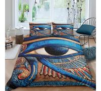 3D Print Cosy Microfiber Ancient Egyptian Eye Quilt Cover Set Breathable Bedding Set w/Pillowcase Symbolic Art Design Duvet Cover All Season Machine Washable for Bedroom Decor Super king（260x220cm）