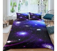 3D Print Cosy Microfiber Cosmic galaxy scene Duvet Cover Set Easy Care Bedding Set w/Pillow Cases Starry space art Comforter Cover All Season Breathable Washable for Bedroom Decor Double（200x200cm）