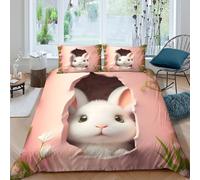 3D Print Cosy Microfiber Easter bunny peeking Quilt Cover Breathable Bedding Sets with Matching Pillowcase cute cartoon style Comforter Cover All Season, Easy Care, Washable for All King（220x240cm）