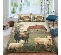 3D Print Cosy Microfiber Farm animals Quilt Cover Sets Breathable Bedding Set w/ Pillowcase Rustic countryside scene Duvet Cover All Season Machine Washable for Bedroom Decoration King（220x240cm）
