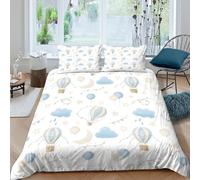 3D Print Cosy Microfiber Hot air balloon Duvet Cover Set Easy Care Bedding Set w/ Pillow Cases Baby nursery design Comforter Cover All Season Breathable Washable for Bedroom Decor Single（140x200cm）