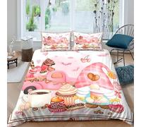 3D Print Cosy Microfiber Sweet dessert scene Quilt Cover Sets Breathable Bedding Set w/ Pillowcase Cute gnome design Duvet Cover All Season Machine Washable for Bedroom Decoration Single（140x200cm）
