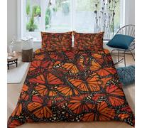 3D Print Cosy Microfibre Butterfly pattern Comforter Cover All Season Bedding Sets with Matching Pillowcase Nature inspired design Quilt Cover Set Breathable Washable for Couples Single（135x200cm）