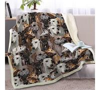 3D Print Double Size Throws Blanket White Italian Greyhound, Comfort Soft Sofa Bed Flannel Blanket 128x152cm, Modern Fashion Design Style Children Adults Bedroom Decor - Travel Blankets 50"x60"