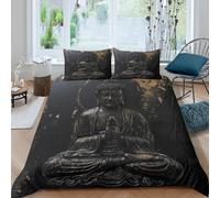 3D Print Easy Care Microfiber Buddha statue Comforter Cover Breathable Bedding Sets w/Matching Pillowcase Zen meditation art Quilt Cover All Season Washable Kids Teens Boys Girls Single（140x200cm）