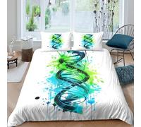 3D Print Easy Care Microfiber DNA spiral art Comforter Cover Breathable Bedding Sets w/Matching Pillowcase colorful graffiti style Quilt Cover All Season Washable Bedroom Decor Super king（260x220cm）
