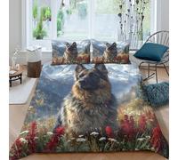 3D Print Easy Care Microfiber German Shepherd Comforter Cover Breathable Bedding Sets w/ Matching Pillowcase Mountain l&scape style Quilt Cover All Season Kids Teens Boys Girls Si (140x200cm)