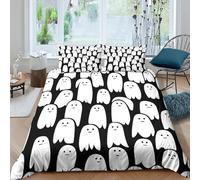 3D Print Easy Care Microfiber Halloween ghosts Duvet Cover Set All Season Bedding Set with Pillow Cases Cartoon spooky design Bedding Quilt Cover Easy Care, Washable for Home Decor King（220x240cm）