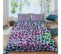 3D Print Easy Care Microfiber LeopardPattern Comforter Cover Breathable Bedding Sets w/ Matching Pillowcase VibrantHolographicStyle Quilt Cover All Season Kids Teens Boys Girls Si (135x200cm)
