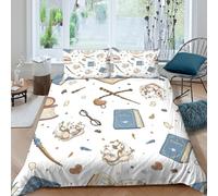3D Print Easy Care Microfiber Magical books Comforter Cover Breathable Bedding Sets w/ Matching Pillowcase Fantasy wizard theme Quilt Cover All Season Washable Kids Teens Boys Girls Single（135x200cm）