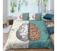 3D Print Easy Care Microfiber Mathematical sketches Comforter Cover Breathable Bedding Sets w/ Matching Pillowcase Creative brain Quilt Cover All Season Kids Teens Boys Girls Sing (135x200cm)