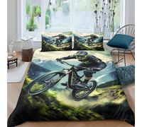 3D Print Easy Care Microfiber Mountain biking action Duvet Cover Set All Season Bedding Set with Pillow Cases Extreme sport Bedding Quilt Cover Easy Care, for Home Decor Super king（260x220cm）