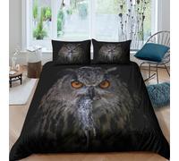 3D Print Easy Care Microfiber Owl With Duvet Cover Breathable Bedding Sets with Matching Pillowcase Wildlife Nature Photography Comforter Cover All Season for Home Decor Super king（260x220cm）