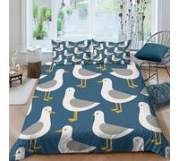 3D Print Easy Care Microfiber Seagull pattern Duvet Cover Set All Season Bedding Set with Pillow Cases Nautical coastal design Bedding Quilt Cover Easy Care, Washable for Home Decor Single（135x200cm）
