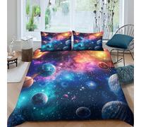 3D Print Easy Care Microfibre Cosmic planets Bedding Quilt Cover All Season Bedding Pillowcases Galaxy space Style Bed Quilt Cover Easy Care Soft Washable Boys Girls Kids Super king(260x220cm)
