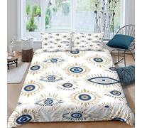 3D Print Easy Care Microfibre evil eye Bedding Quilt Cover All Season Bedding Set with Pillow Cases bohemian decorative motif Quilt Cover Set Soft Washable for Boys Girls Kids Super king（260x220cm）