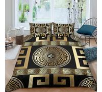 3D Print Easy Care Microfibre Greek key pattern Bedding Quilt Cover All Season Bedding Set w/ Pillowcases Classic decorative Bed Quilt Cover Easy Care Soft Washable Boys Girls Kids Single（140x200cm）