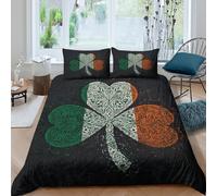 3D Print Easy Care Microfibre Irish shamrock Bedding Quilt Cover All Season Bedding Set w/ Pillowcases Celtic Pattern Bed Quilt Cover Easy Care Soft Washable for Boys Girls Kids Double（200x200cm）