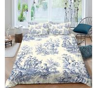 3D Print Easy Care Microfibre Rural scenes Bed Quilt Cover All Season Bedding Set w/ Pillow Cases French toile pattern Duvet Cover Sets Easy Care Machine Washable for Home Decor Super king（260x220cm）