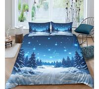 3D Print Easy Care Microfibre Winter landscape Bedding Quilt Cover Breathable Bedding Set with Pillow Cases Fantasy musical scene Duvet Cover All Season Washable for Bedroom Decor Single（135x200cm）