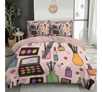 3D Print Eyeshadow Palette Quilt Cover Set King Size 230x220 Cosmetics Bedding Set Soft Microfiber Hypoallergenic Duvet Cover with Zipper Closure and 2 Pillowcases 50x75 A.3899