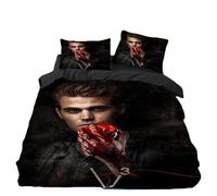 3D Print Horror TV Black Duvet Cover 140 x 200 cm, Vampire Note Bed Linen Sets, Black Duvet Covers with 1 Pillowcase 80 x 80 cm (A1, 135 x 200 cm + 75 x 50 cm)