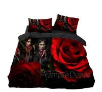 3D Print Horror TV Black Duvet Cover 140 x 200 cm, Vampire Note Bed Linen Sets, Black Duvet Covers with 1 Pillowcase 80 x 80 cm (A2, 140 x 200 cm + 75 x 50 cm)
