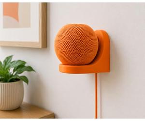3D Print Lab Wall Mount Shelf for Apple HomePod Mini - Compact Smart Speaker Holder with Built-in Cable Management, Space-Saving, for Living Room, Kitchen, Bedroom, or Bathroom (Orange)