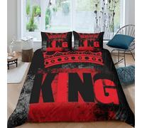 3D Print Machine Washable Microfiber RoyalCrown Comforter Cover All Season Bedding Set w/ Pillowcase BoldGraphicStyle Bed Quilt Cover Easy Care, Washable for Kids Teens Boys Girls Single（140x200cm）