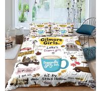 3D Print Microfiber Gilmore Girls art Comforter Cover Breathable Bedding Sets with Pillowcases hand drawn cozy illust Quilt Cover All Season, Easy Care Soft for Teens Adults Double（200x200cm）