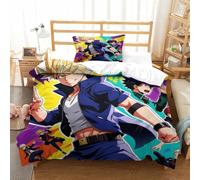 3D Print My Hero Academia Bedding Set Microfiber Katsuki Bakugo Hidden Zipper,for Kid Teens Boys And Girls Man Modern Bedroom Decor Single（135x200cm）