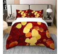 3D Print Orange-Yellow Flowers Single Quilt Cover Set 135x200 Autumn Bedding Set Soft Microfiber Hypoallergenic Duvet Cover with Zipper Closure and 2 Pillowcases 50x75 A.950