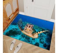3D Print Sea Turtle Door Mat,Bath Mat, Pet Mat,Bathroom Rug Machine Washable,Non-slip,Super absorbent,Extra Soft, Animals Blue pattern decoration,60x90 cm 1e43
