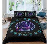 3D Print Skin-Friendly Microfiber Avengers logo Bedding Quilt Cover Easy Care Bedding Set with Pillow Shams neon glow design Quilt Cover Set All Season Washable for Bedroom Decor Single（135x200cm）