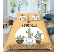 3D Print Skin-Friendly Microfiber Cactus decor Bedding Quilt Cover Easy Care Bedding Set w/ Pillow Shams Cartoon plant design Quilt Cover Set All Season Washable Bedroom Decor Super king（260x220cm）