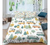 3D Print Skin-Friendly Microfiber Campervan travel Quilt Cover Set Comfy Bedding Pillowcase Vintage retro caravan Bedding Quilt Cover Easy Care, Washable Kids Teens Boys Girls Double(200x200cm)