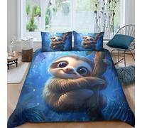 3D Print Skin-Friendly Microfiber Cute sloth hugging tree Bed Quilt Cover Soft Bedding Set w/Pillowcase Fantasy art Bedding Quilt Cover All Season, Easy Care, Washable for Kids Super king（260x220cm）
