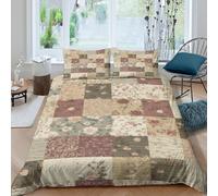 3D Print Skin-Friendly Microfiber Floral quilt pattern Comforter Cover All Season Bedding Pillowcase Vintage patchwork Bed Quilt Cover Easy Care, Washable Kids Teens Boys Girls Single(135x200cm)
