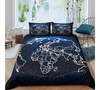 3D Print Skin-Friendly Microfiber Global map Duvet Cover All Season Bedding Sets with Matching Pillowcase Digital network style Bed Quilt Cover Easy Care, Washable for Teens Adults Double（200x200cm）