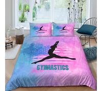 3D Print Skin-Friendly Microfiber Gymnastics Athlete Quilt Cover Set All Season Bedding Set w/ Pillow Shams Dynamic Sport Duvet Cover Set Easy Care, Washable Kids Teens Boys Girls Single（135x200cm）