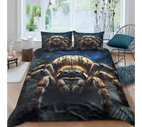 3D Print Skin-Friendly Microfiber Jumping spider Comforter Cover Easy Care Bedding Set w/Pillowcase Digital art style Quilt Cover Set All Season Machine Washable for Teens Adults Double（200x200cm）