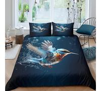 3D Print Skin-Friendly Microfiber Kingfisher diving Duvet Cover All Season Bedding Sets w/Matching Pillowcase Nature wildlife art Bed Quilt Cover Easy Care, Washable Teens Adults Single（140x200cm）