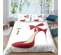 3D Print Skin-Friendly Microfiber Red high heel Duvet Cover All Season Bedding Set w/ Pillowcases fashion elegant style Comforter Cover Breathable Machine Washable for Bedroom Decor King（220x240cm）