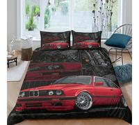 3D Print Skin-Friendly Microfiber red sports car Comforter Cover All Season Bedding Set w/ Pillowcase illustrated automotive Bed Quilt Cover Easy Care, Kids Teens Boys Girls Single（140x200cm）